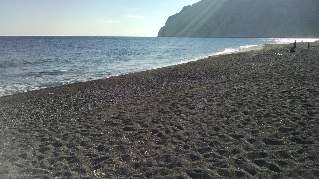 Black sandy beach